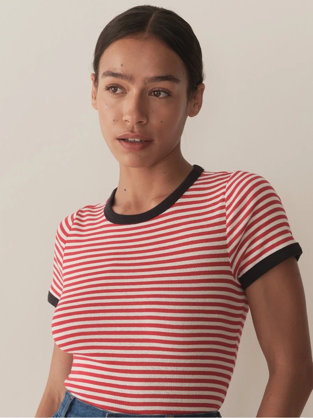 💋Doen Vivi Tee NWT Red Nantucket Stripe Med